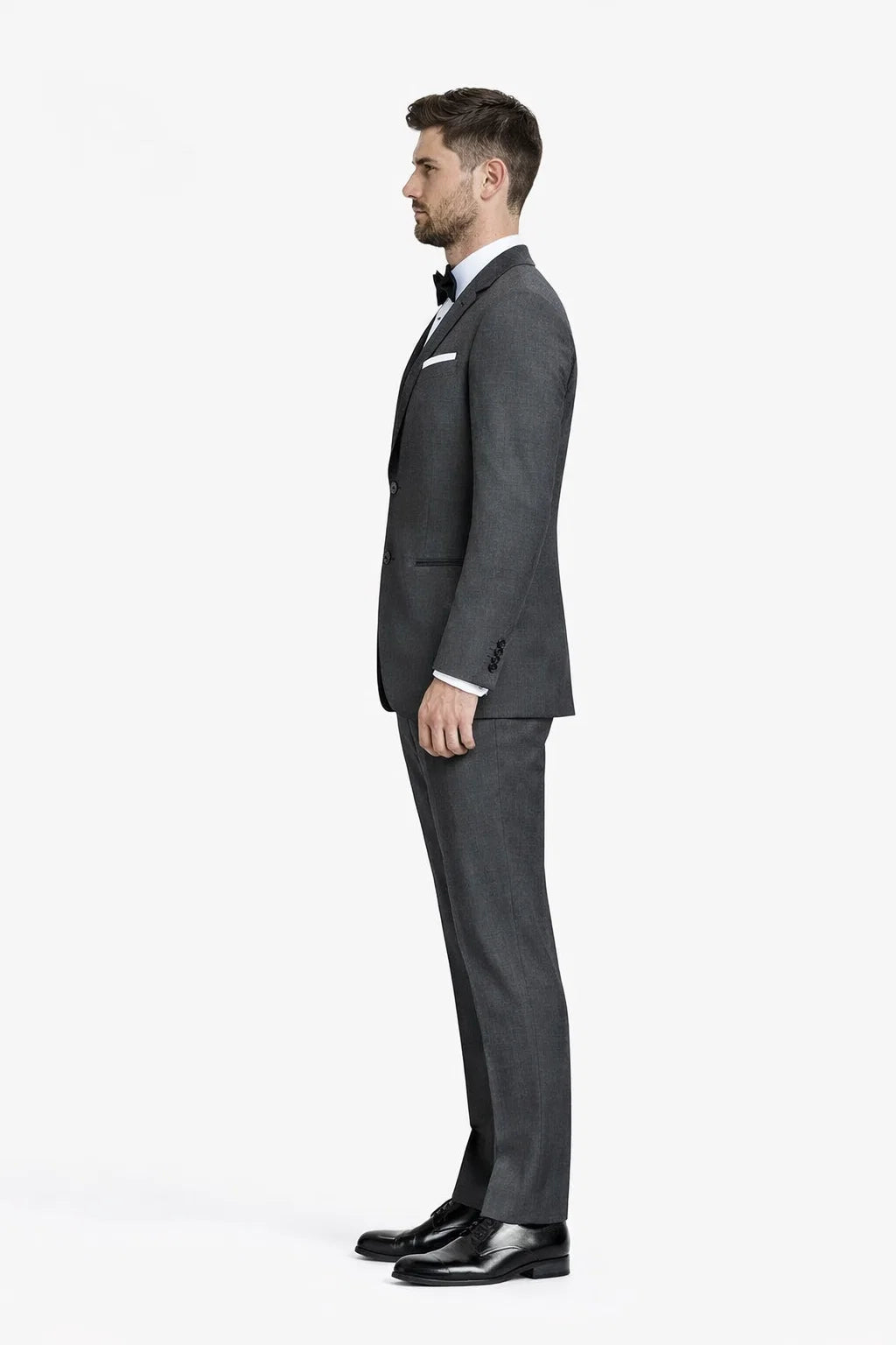 Mens Vested Slim Fit Two Button Trim Notch Tuxedo Charcoal - Mens Slim Fitted Tuxedo