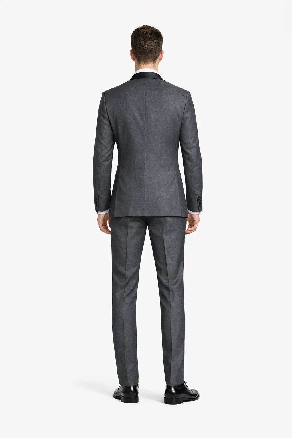 Mens Vested Slim Fit Two Button Trim Notch Tuxedo Charcoal - Mens Slim Fitted Tuxedo