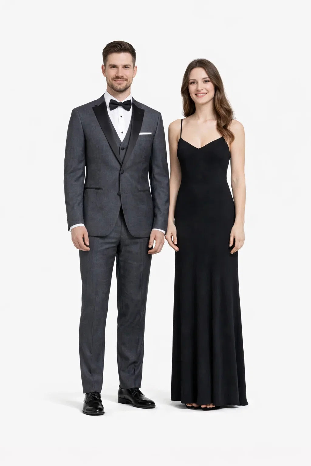 Mens Vested Slim Fit Two Button Trim Notch Tuxedo Charcoal - Mens Slim Fitted Tuxedo