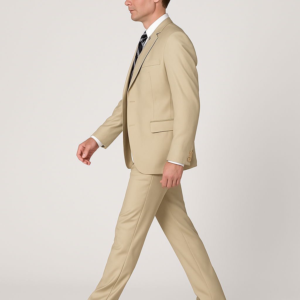 Mens Vested Smart Modern Fit Suit Light Tan