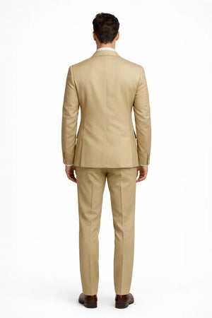 Mens Vested Smart Modern Fit Suit Light Tan