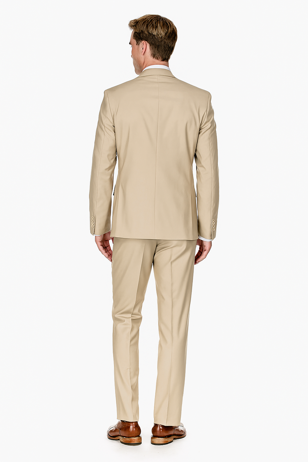 Mens Vested Smart Modern Fit Suit Light Tan