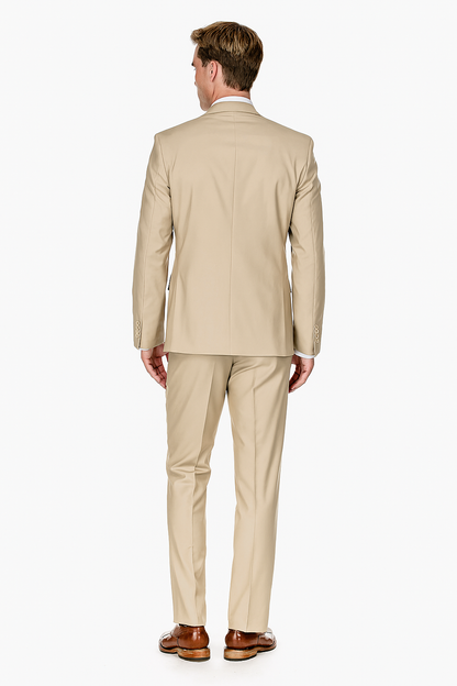 Mens Vested Smart Modern Fit Suit Light Tan