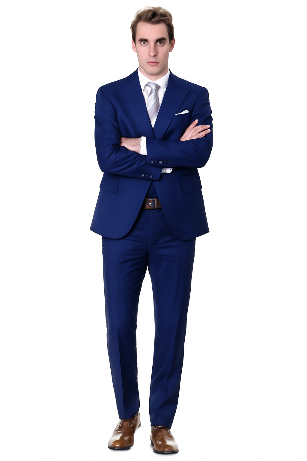 Mens Vested Smart Modern Fit Suit Navy Blue