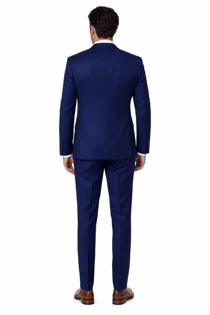 Mens Vested Smart Modern Fit Suit Navy Blue