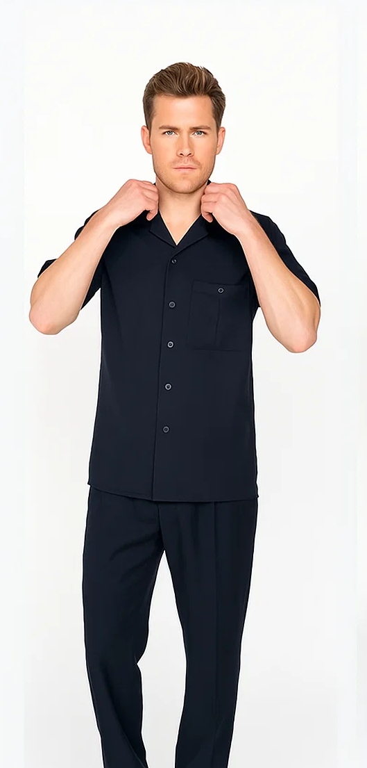 Mens Walking Suit in Color Black leisure suit casual Matching Shirt and Pants $99