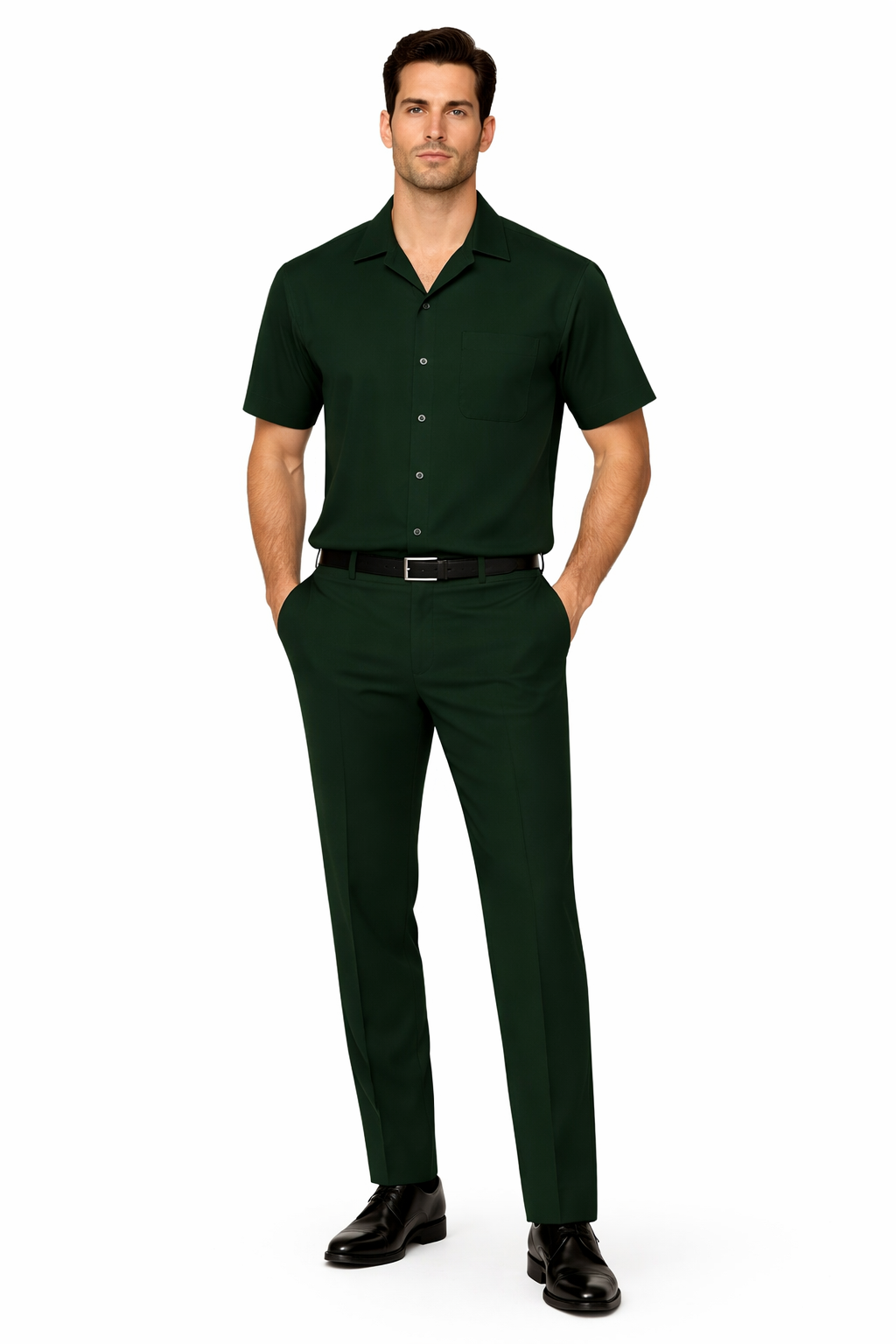 Mens Walking Suit in Color hunter green leisure suit casual Matching Shirt and Pants $99
