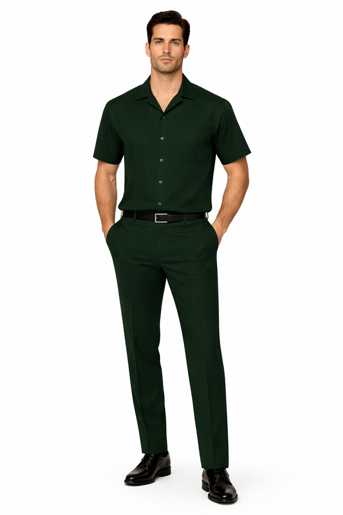 Mens Walking Suit in Color hunter green leisure suit casual Matching Shirt and Pants $99