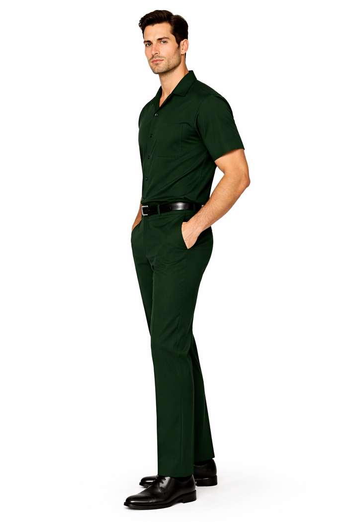 Mens Walking Suit in Color hunter green leisure suit casual Matching Shirt and Pants $99