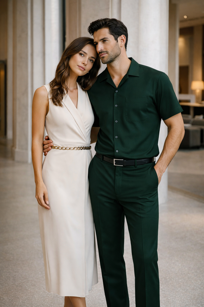 Mens Walking Suit in Color hunter green leisure suit casual Matching Shirt and Pants $99
