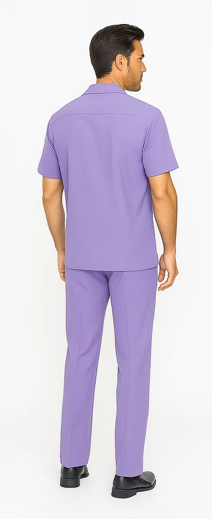 Mens Walking Suit in Color lavender leisure suit casual Matching Shirt and Pants $99