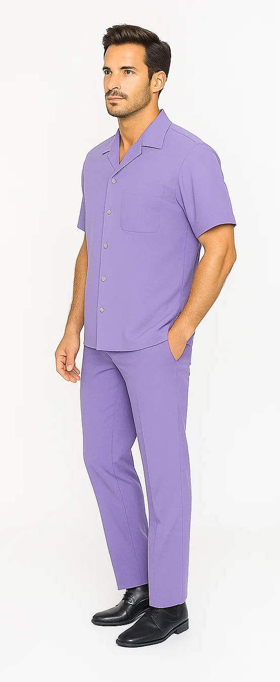Mens Walking Suit in Color purple leisure suit casual Matching Shirt and Pants $99
