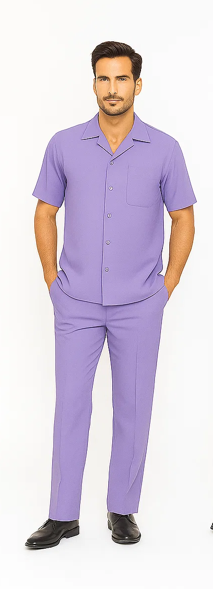 Mens Walking Suit in Color purple leisure suit casual Matching Shirt and Pants $99