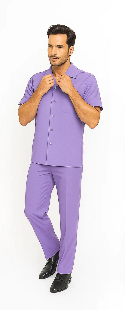 Mens Walking Suit in Color purple leisure suit casual Matching Shirt and Pants $99