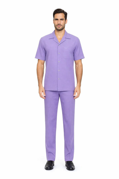 Mens Walking Suit in Color purple leisure suit casual Matching Shirt and Pants $99