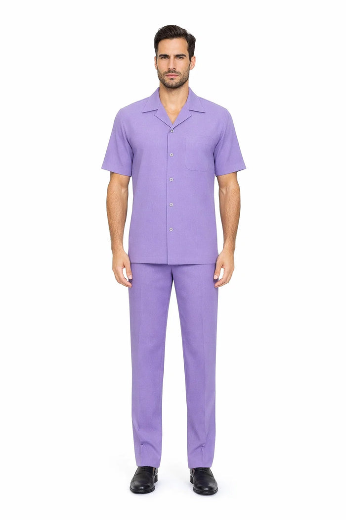 Mens Walking Suit in Color purple leisure suit casual Matching Shirt and Pants $99