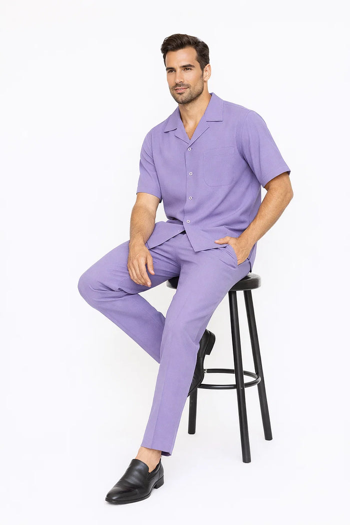 Mens Walking Suit in Color purple leisure suit casual Matching Shirt and Pants $99