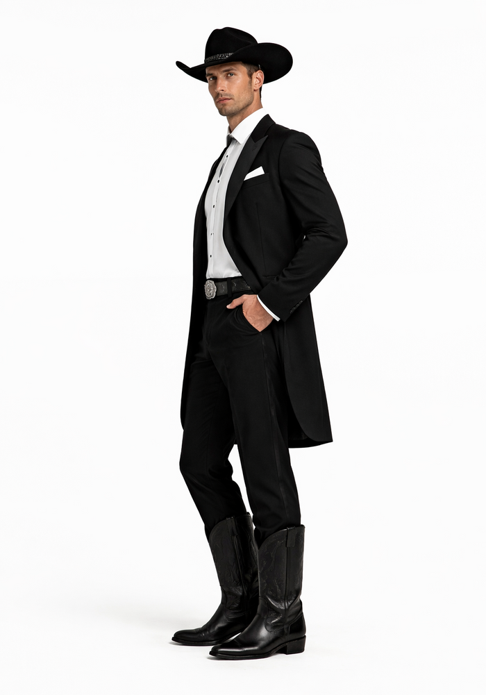Men's Western Cowboy Tail Tuxedo in Black