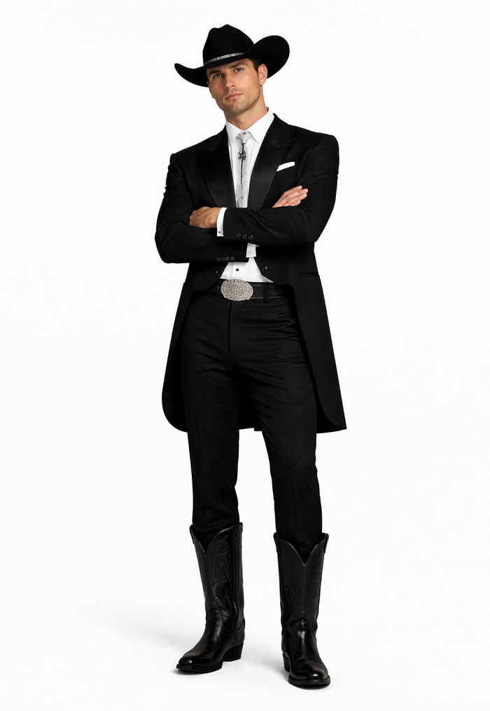 Men's Western Cowboy Tail Tuxedo in Black