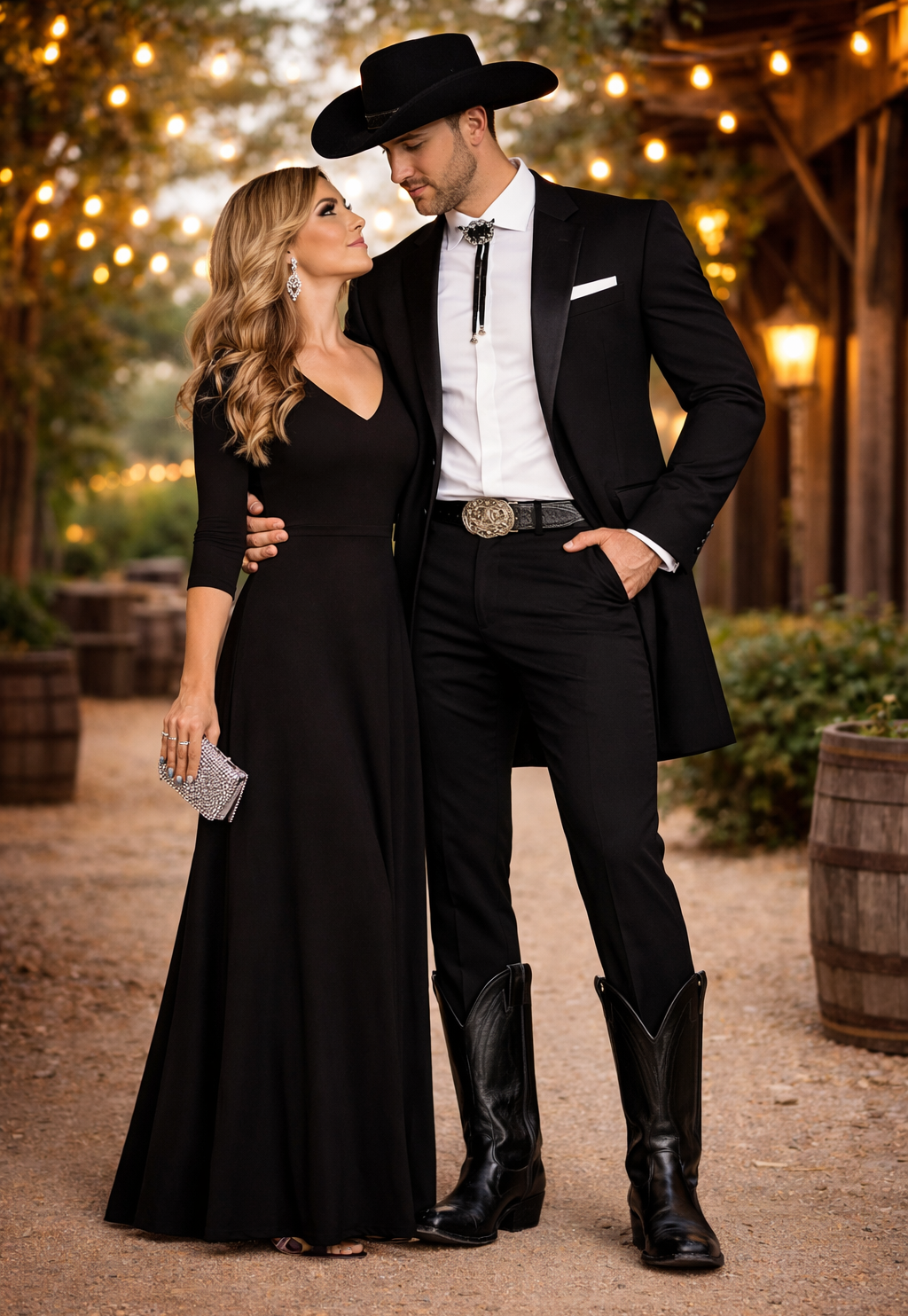 Men's Western Cowboy Tail Tuxedo in Black