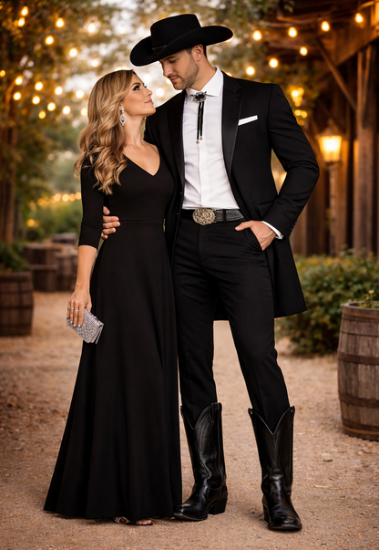 Men's Western Cowboy Tail Tuxedo in Black