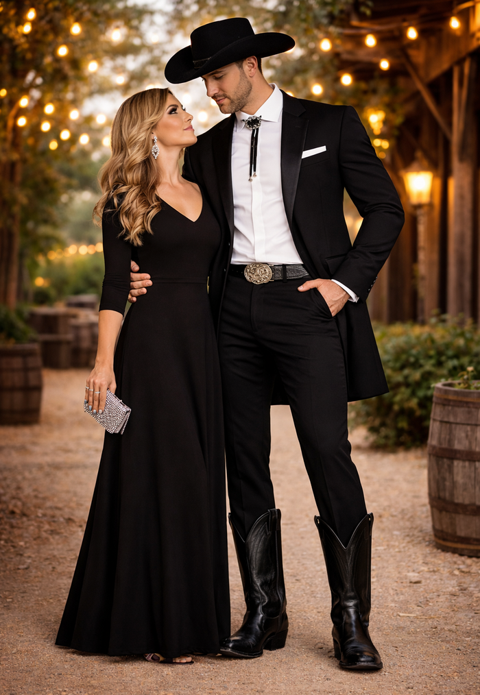 Men's Western Cowboy Tail Tuxedo in Black