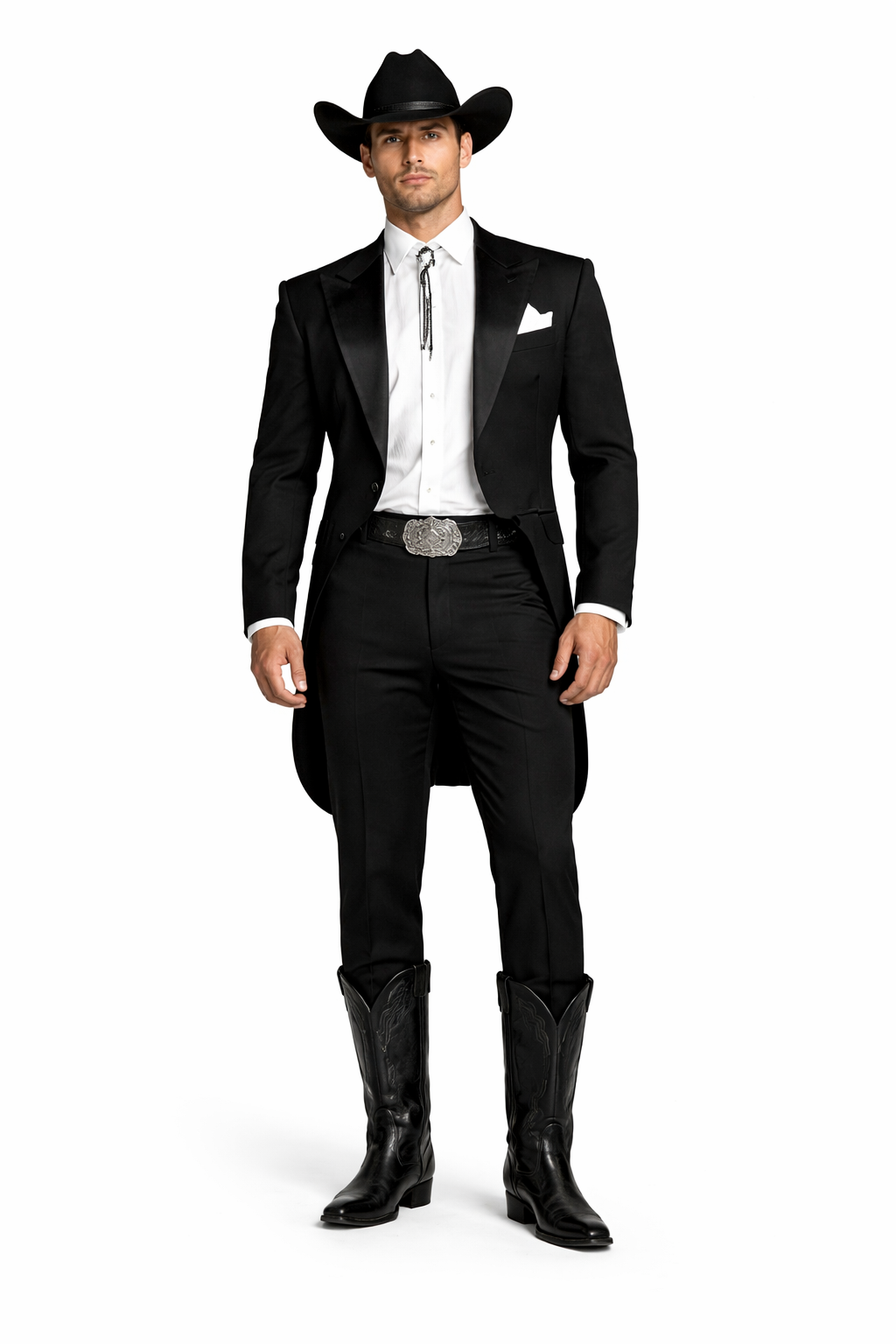 Men's Western Cowboy Tail Tuxedo in Black