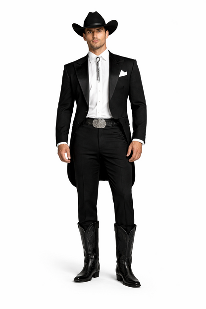 Men's Western Cowboy Tail Tuxedo in Black