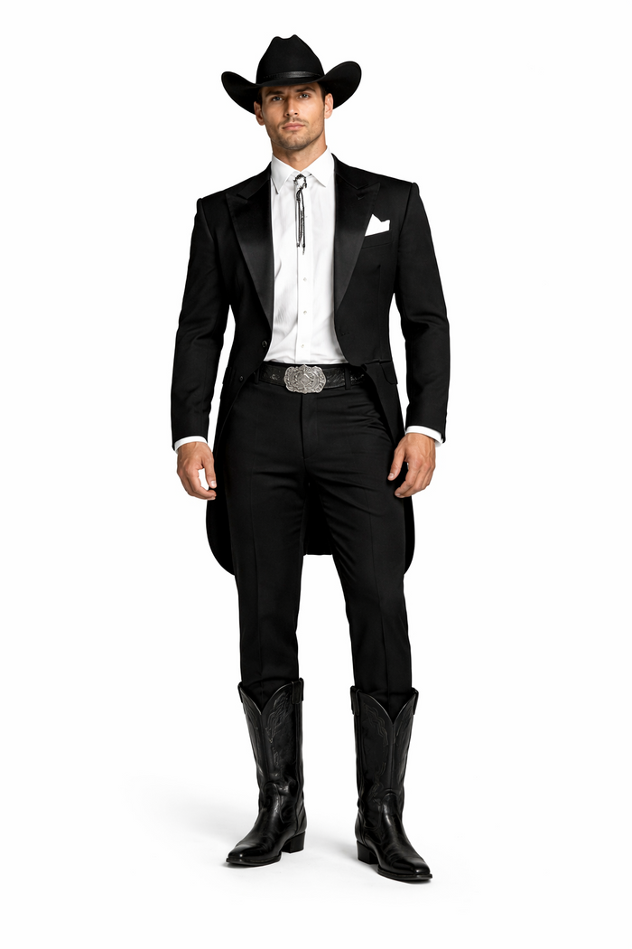 Men's Western Cowboy Tail Tuxedo in Black