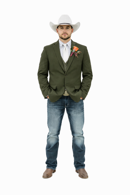 Mens Western Style Blazer  Classic Gray Cowboy Suit Jacket for Weddings, Country Events and Formal Wear in Grey Color
