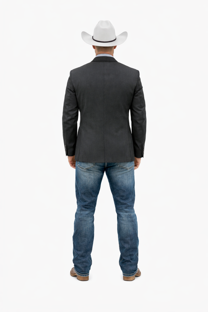 Mens Western Style Blazer  Classic Gray Cowboy Suit Jacket for Weddings, Country Events and Formal Wear in Grey Color
