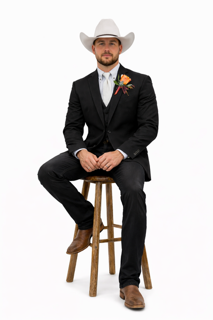 Mens Western Style Blazer  Classic Gray Cowboy Suit Jacket for Weddings, Country Events and Formal Wear in Grey Color