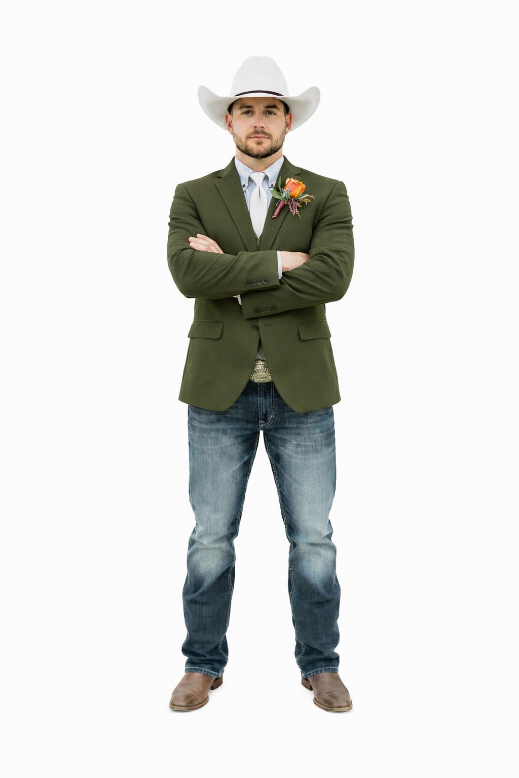 Mens Western Style Blazer  Classic Gray Cowboy Suit Jacket for Weddings, Country Events and Formal Wear in Grey Color