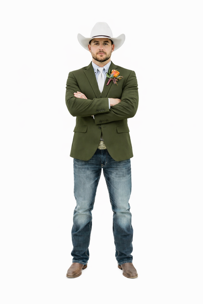 Mens Western Style Blazer  Classic Gray Cowboy Suit Jacket for Weddings, Country Events and Formal Wear in Grey Color