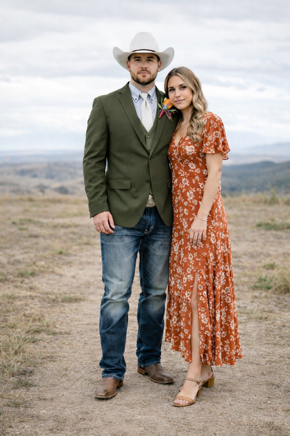 Mens Western Style Blazer  Classic Gray Cowboy Suit Jacket for Weddings, Country Events and Formal Wear in Grey Color