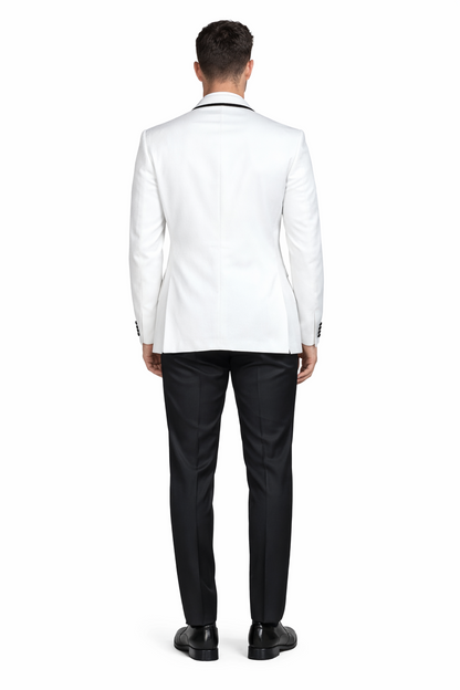 34 Men's Designer White & Black Trim Traditional Dinner Jacket Tuxedo 34 Men's Designer White & Black Trim Traditional Dinner Jacket Tuxedo
