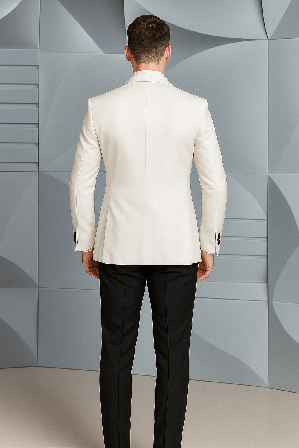 Mens Designer White & Black Trim Traditional Dinner Jacket Tuxedo