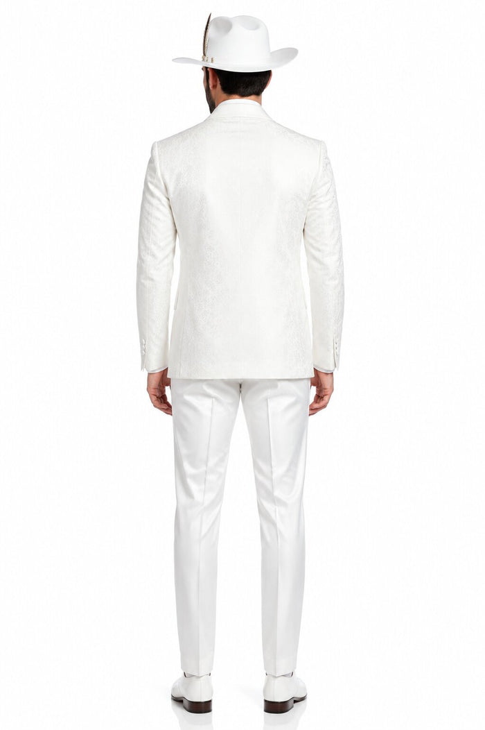 White Luxury Lace 3-Piece Suit for Men – Designer Wedding Tuxedo Set