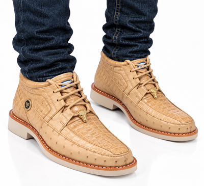 Men's Wild West Boots Caiman and Ostrich Skin Shoe 2ZA050211
