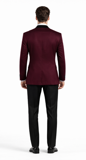 Mens Wine Velvet Tuxedo - Velvet Suits Double Breasted Tuxedo Suits - Slim Fit