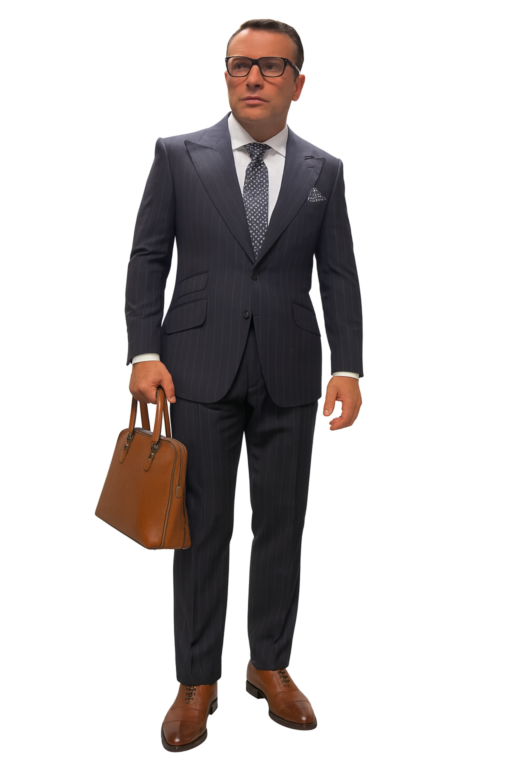 Statement Suits - Wool Suits - Peak Lapel Suits - Ticket Pocket - Modern Fit - Charcoal Stripe Suit