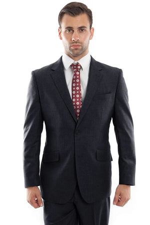 Mens Zegarie Brand Men's Designer Two Button Modern Fit Wool Suit in Navy Blue
