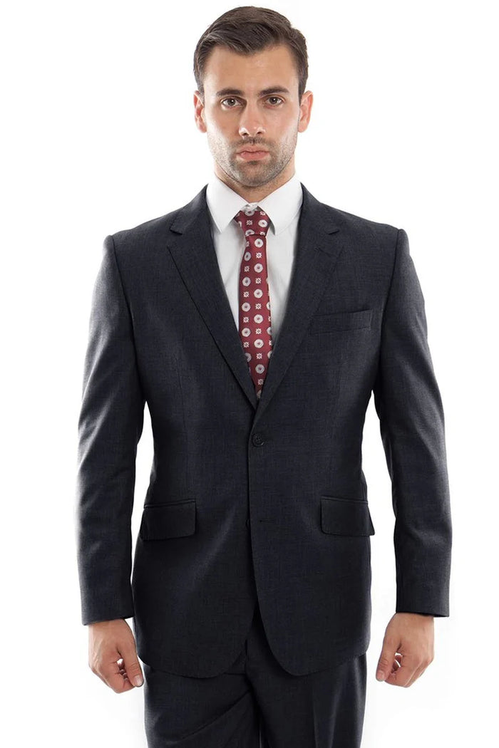 Mens Zegarie Brand Men's Designer Two Button Modern Fit Wool Suit in Navy Blue