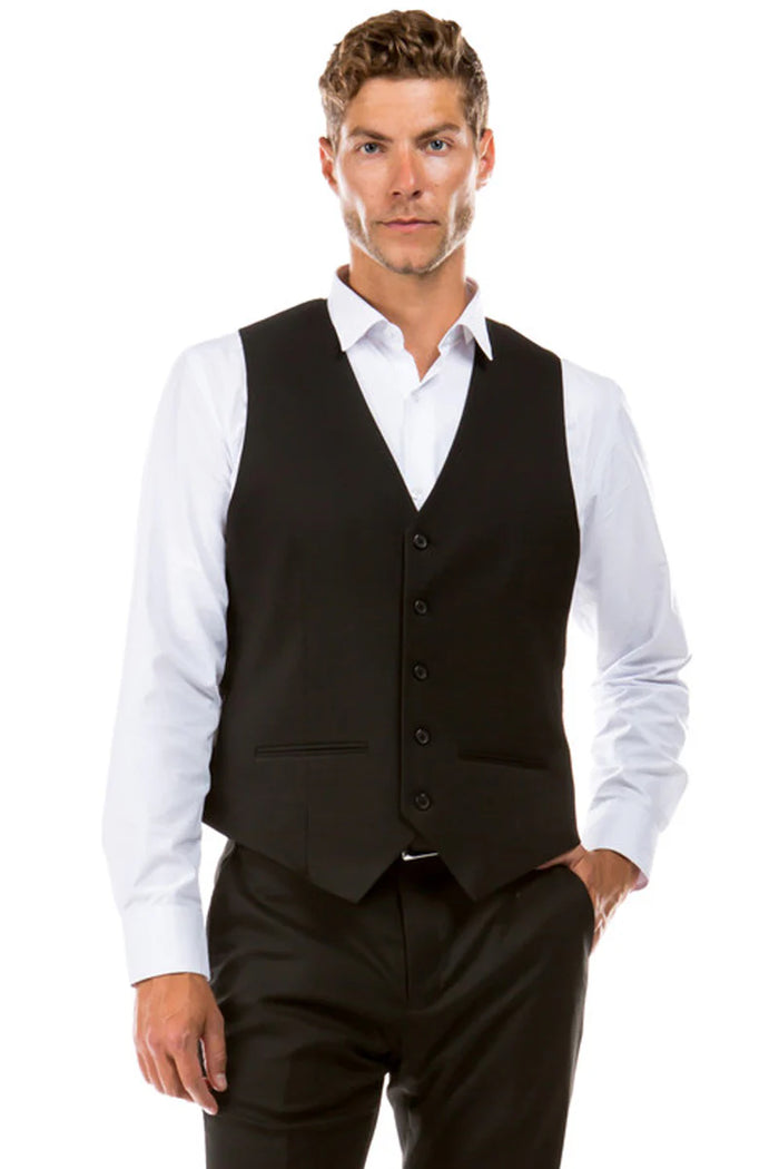 Mens Zegarie Brand Men's Designer Wool Suit Separate Vest in Black