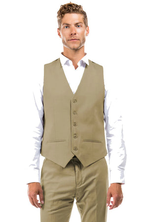 Mens Zegarie Brand Men's Designer Wool Suit Separate Vest in Tan
