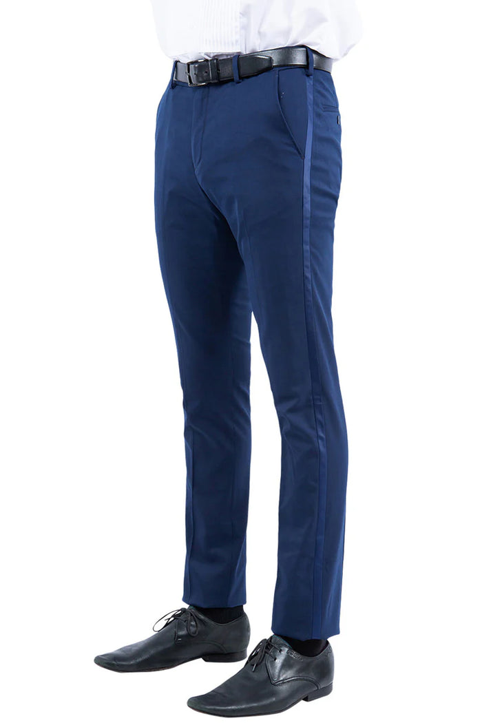 Mens Zegarie Brand Men's Modern Fit Flat Front Tuxedo Separates Pants in Navy Blue