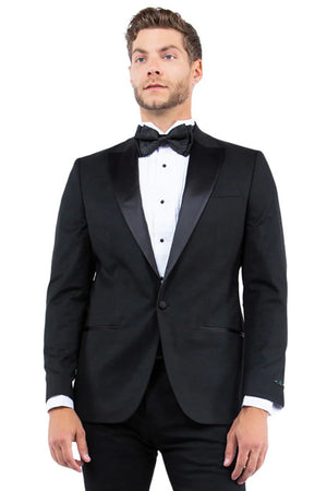 Mens Zegarie Brand Men's Modern Fit One Button Peak Lapel Tuxedo Separates Jacket in Black