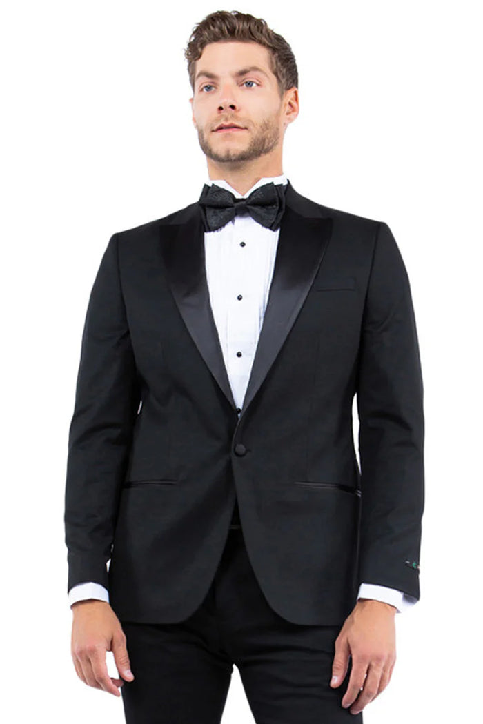 Mens Zegarie Brand Men's Modern Fit One Button Peak Lapel Tuxedo Separates Jacket in Black