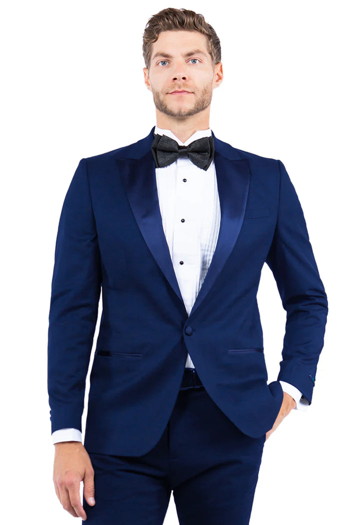 Mens Zegarie Brand Men's Modern Fit One Button Peak Lapel Tuxedo Separates Jacket in Navy with Navy Lapel