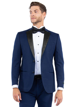 Mens Zegarie Brand Men's Modern Fit Two Button Notch Lapel Tuxedo Separates Jacket in Navy with Black Lapel